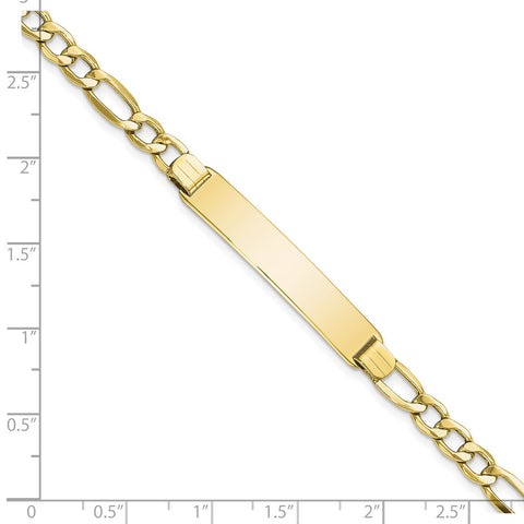 10k Semi-solid Figaro Link ID Bracelet-WBC-10DCID135-7