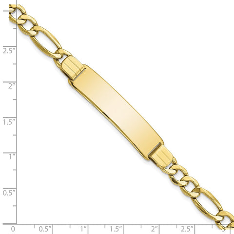 10k Semi-solid Figaro Link ID Bracelet-WBC-10DCID136-8