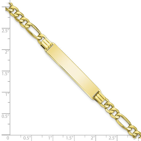 10k Semi-solid Figaro Link ID Bracelet-WBC-10DCID141-7