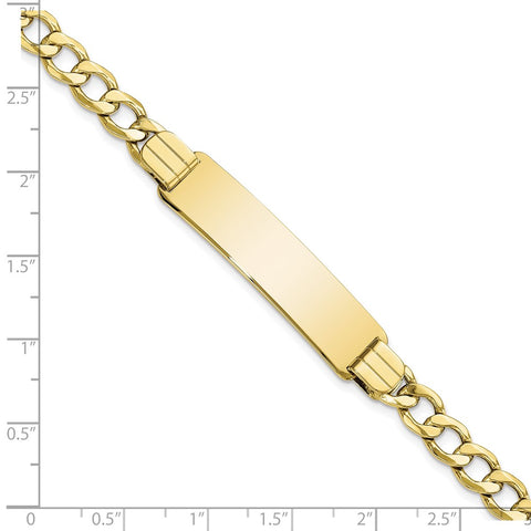 10k Semi-solid Curb Link ID Bracelet-WBC-10DCID142-8