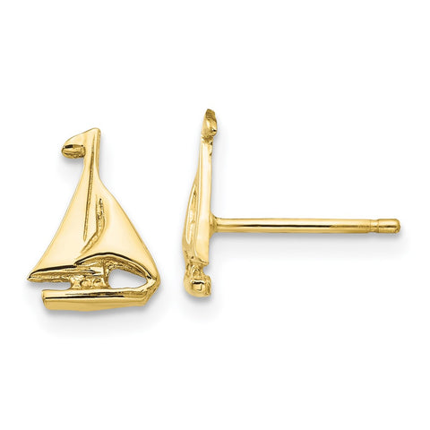 10k Sail Boat Earrings-WBC-10E905