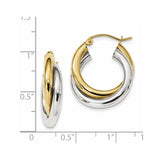 10k Two-tone Polished Double Tube Hoop Earrings-WBC-10ER284