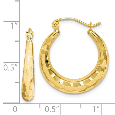 10k Polished & D/C Hoop Earrings-WBC-10ER289