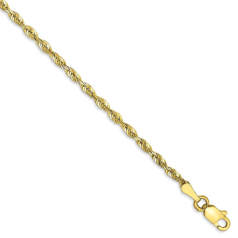 10k 2.25mm Extra-Light D/C Rope Chain Anklet-WBC-10EX018-9