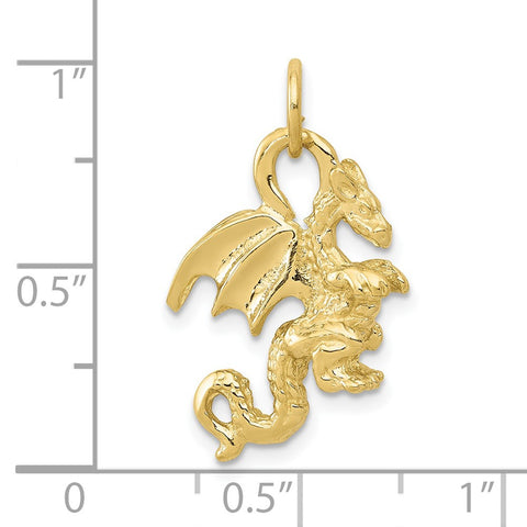 10k Solid Polished 3-Dimensional Dragon Charm-WBC-10K1012