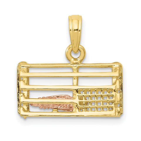 10k Two-Tone Polished 3-Dimensional Lobster Trap Pendant-WBC-10K1069