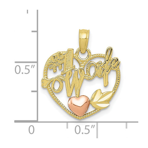 10k Two-tone #1 WIFE  Heart Pendant-WBC-10K1711
