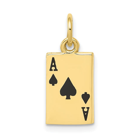 10k Enameled Ace of Spades Card Charm-WBC-10K1874