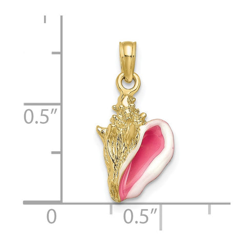 10k Enameled 3-D Conch Shell Pendant-WBC-10K1899