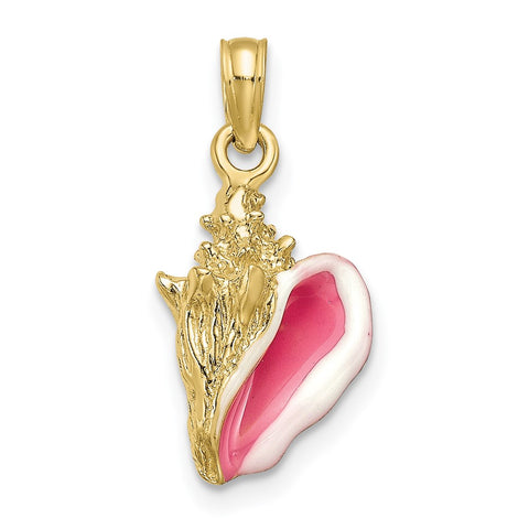 10k Enameled 3-D Conch Shell Pendant-WBC-10K1899