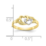 10K & White Rhodium Polished 2 Hearts Ring-WBC-10K2071