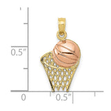 10k Two-tone Basketball Hoop with Ball Pendant-WBC-10K2102
