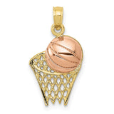 10k Two-tone Basketball Hoop with Ball Pendant-WBC-10K2102