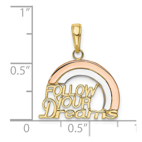 10k Y&Rose Gold W/Rhodium Follow Your Dreams Rainbow Pendant-WBC-10K2351