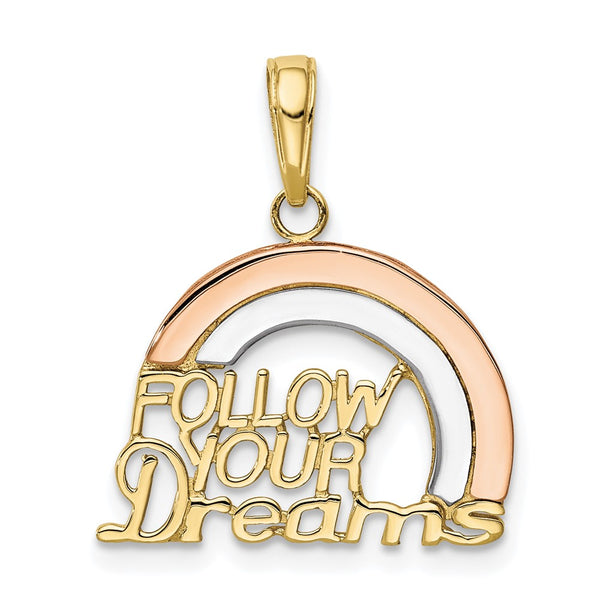 10k Y&Rose Gold W/Rhodium Follow Your Dreams Rainbow Pendant-WBC-10K2351