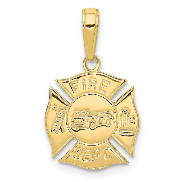 10k Fire Dept Shield Pendant-WBC-10K2841