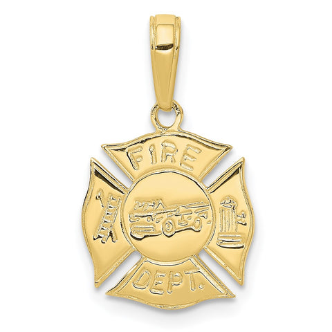 10k Fire Dept Shield Pendant-WBC-10K2841