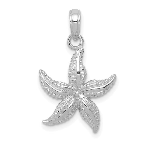 10k White Gold Starfish Pendant-WBC-10K2940W