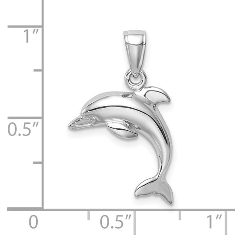10k White Gold Jumping Dolphin Pendant-WBC-10K3012W