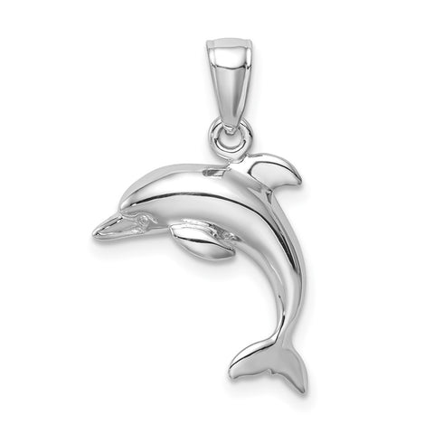 10k White Gold Jumping Dolphin Pendant-WBC-10K3012W