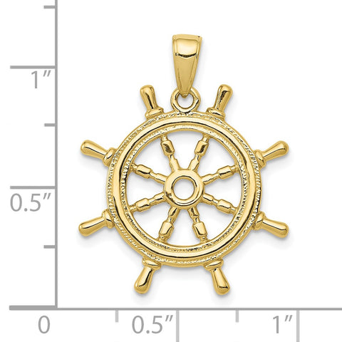 10K  3D Ships Wheel Pendant-WBC-10K3071