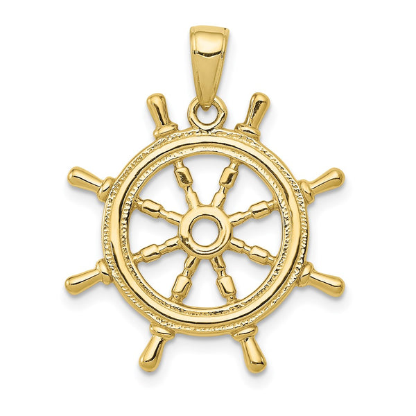 10K  3D Ships Wheel Pendant-WBC-10K3071