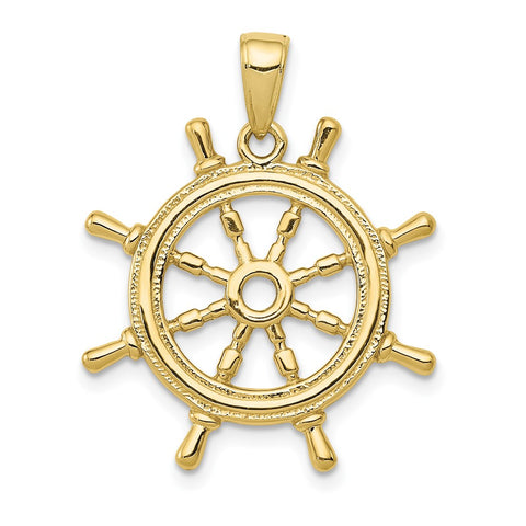 10K  3D Ships Wheel Pendant-WBC-10K3071