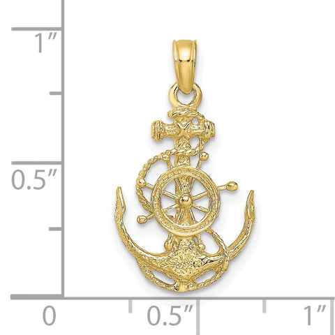 10k Small Anchor w/Wheel Pendant-WBC-10K3078