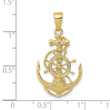 10K Medium Anchor w/Wheel Pendant-WBC-10K3080
