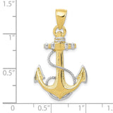 10k YG W/ Rhodium Anchor w/Rope Pendant-WBC-10K3081
