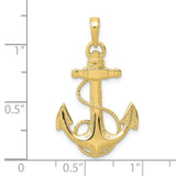 10K Anchor w/Rope Pendant-WBC-10K3082