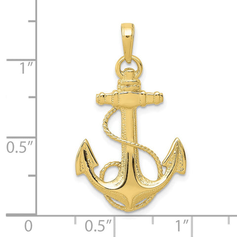10K Anchor w/Rope Pendant-WBC-10K3082