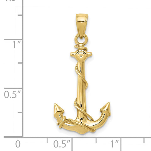 10k Anchor w/Rope Pendant-WBC-10K3091
