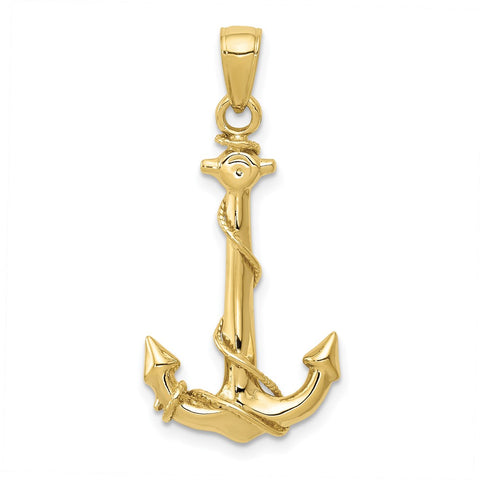 10k Anchor w/Rope Pendant-WBC-10K3091
