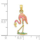 10K 3-D Enameled Pink Flamingo Pendant-WBC-10K3269