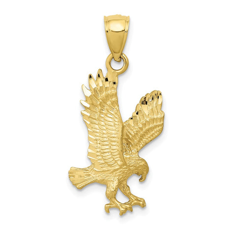 10K Satin Diamond-cut Eagle Pendant-WBC-10K3273