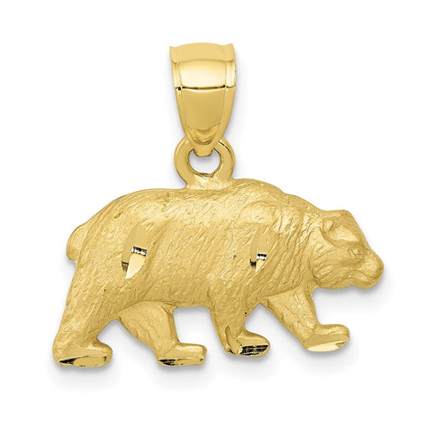 10K Diamond-cut Bear Pendant-WBC-10K3321