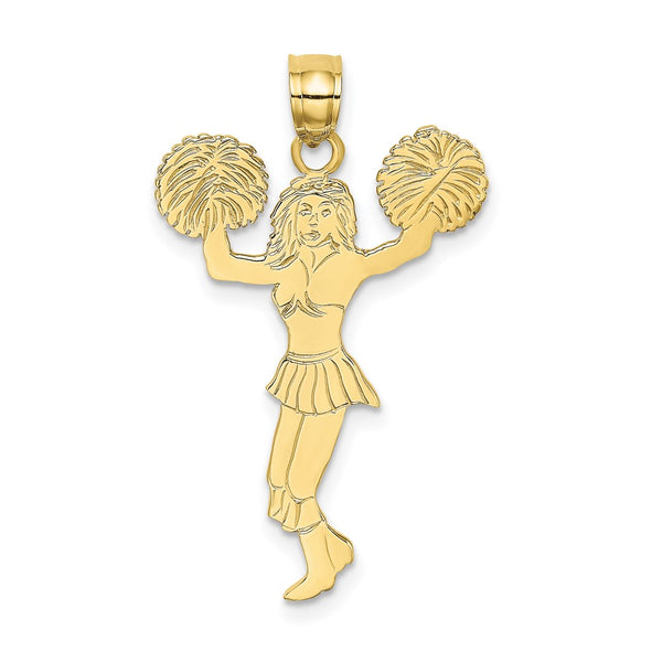 10k Cheerleader w/Pom-Poms Charm-WBC-10K3523