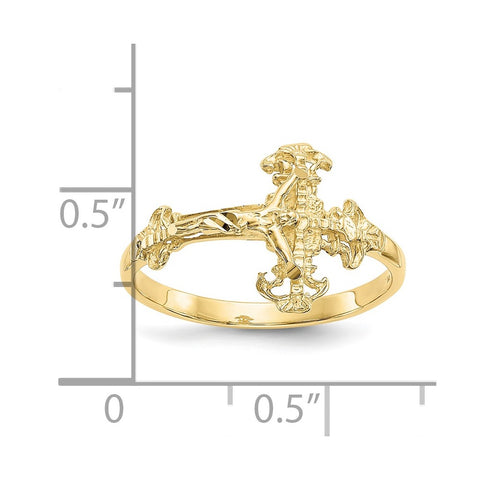 10K Diamond Cut Crucifix Ring-WBC-10K3969