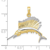 10K & Rhodium Sailfish Pendant-WBC-10K4192