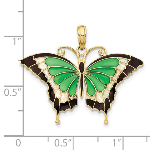 10K Green Enameled Butterly Pendant-WBC-10K4231