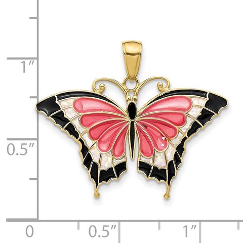 10K Enameled Butterfly Pendant-WBC-10K4232