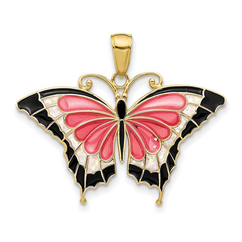 10K Enameled Butterfly Pendant-WBC-10K4232