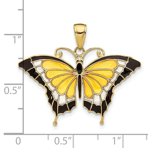 10K Yellow Enameled Butterfly Pendant-WBC-10K4233