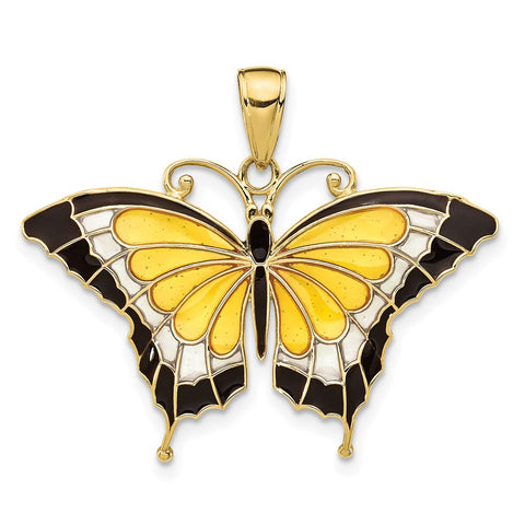 10K Yellow Enameled Butterfly Pendant-WBC-10K4233