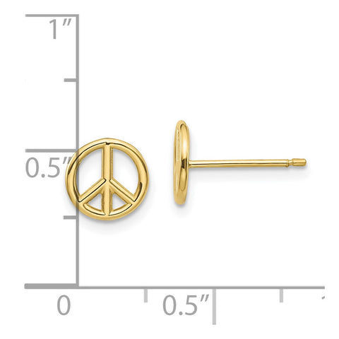 10K Polished Peace Symbol Post Earrings-WBC-10K4516