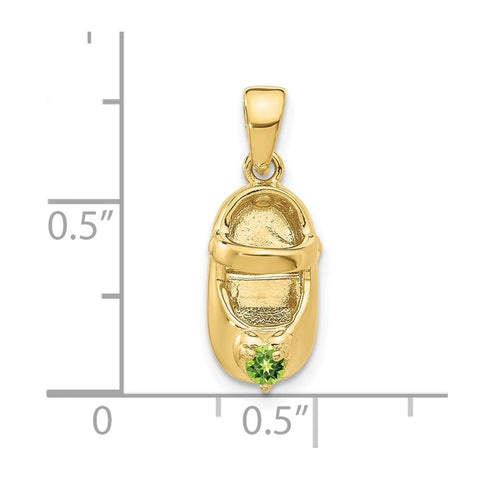 10K 3-D August/Synthetic Stone Engraveable Baby Shoe Charm-WBC-10K4652AUG