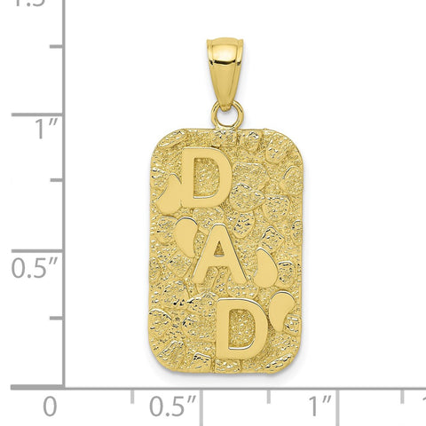 10K DAD Gold Nugget Dog Tag Pendant-WBC-10K4733