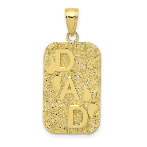 10K DAD Gold Nugget Dog Tag Pendant-WBC-10K4733