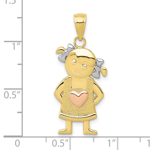 10k Yellow & Rose Gold w/Rhodium Girl Pendant-WBC-10K4756